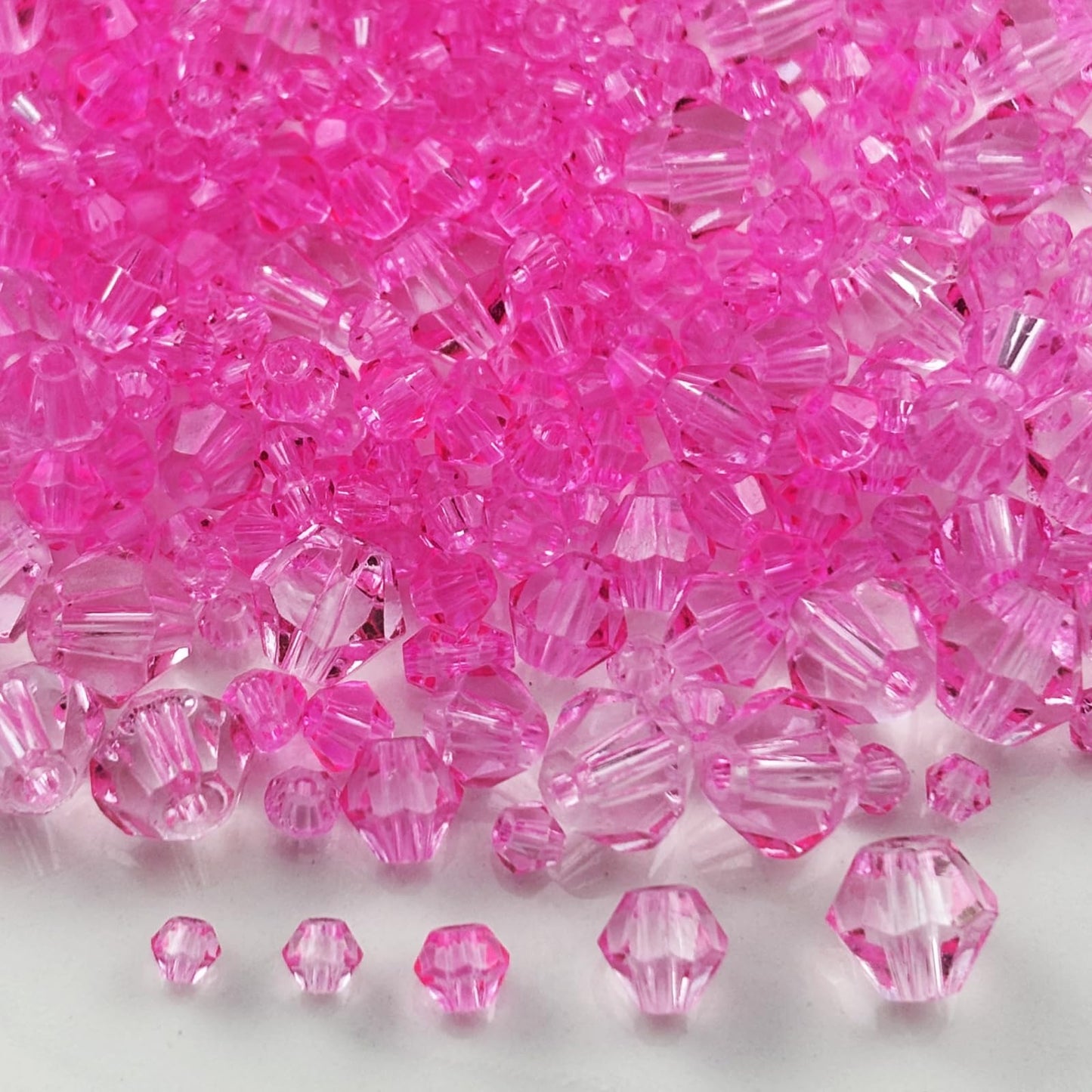 Pinhoollgo 1310pcs Bicone Crystal Glass Beads 2mm 3mm 4mm 6mm 8mm Faceted Crystal Spacer Beads for Bracelets Necklace Pendants Earrings DIY Jewelry Craft Making(Pink)