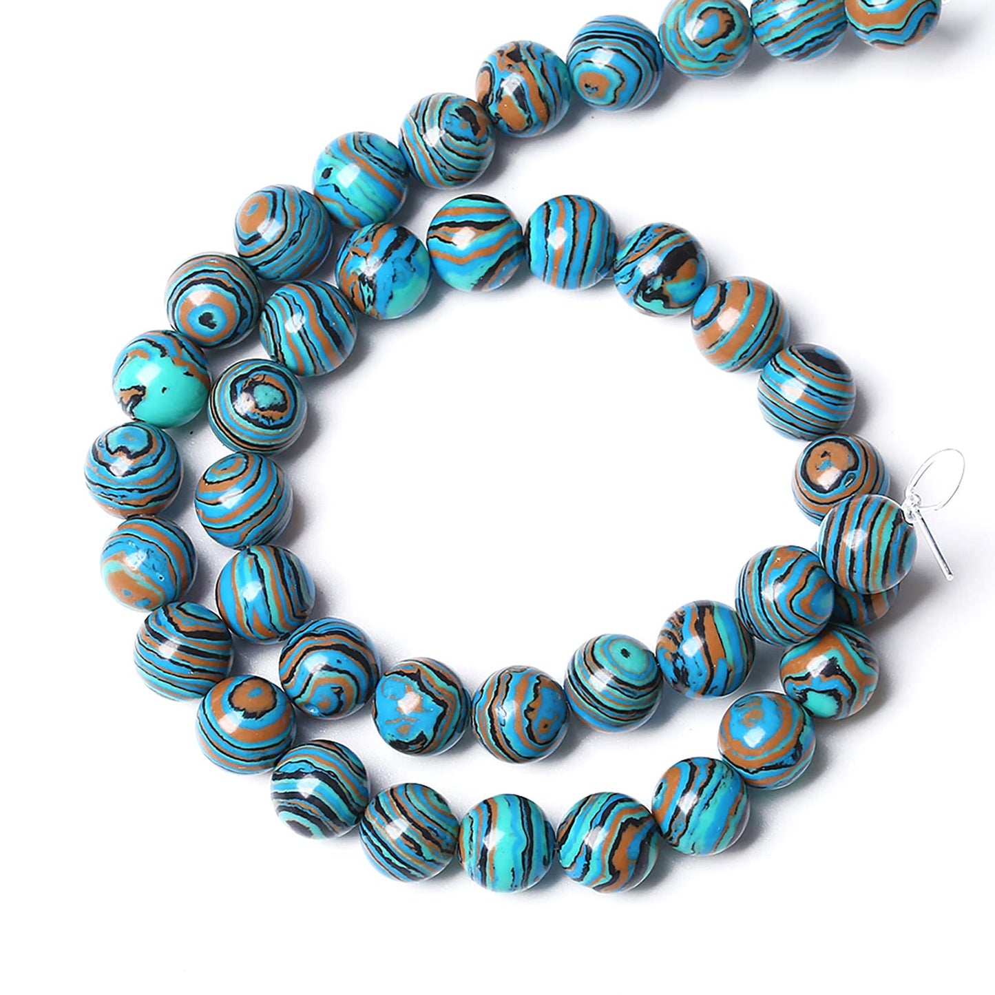 8MM 45PCS Blue Malachite Spacer Loose Beads for Jewelry Making DIY Bracelet Necklace 1 Strand 15’’