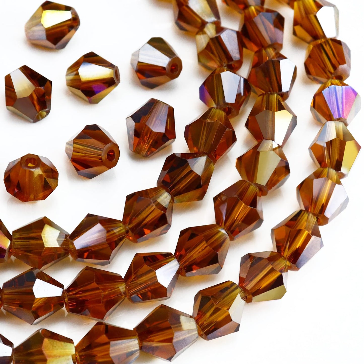 Dowarm 1000PCS 4MM Crystal Beads, Amber AB Glass Bicone Beads for Jewelry Making, Crafts, DIY Bracelet, Necklace, Suncatchers, Faceted Spacer Beads