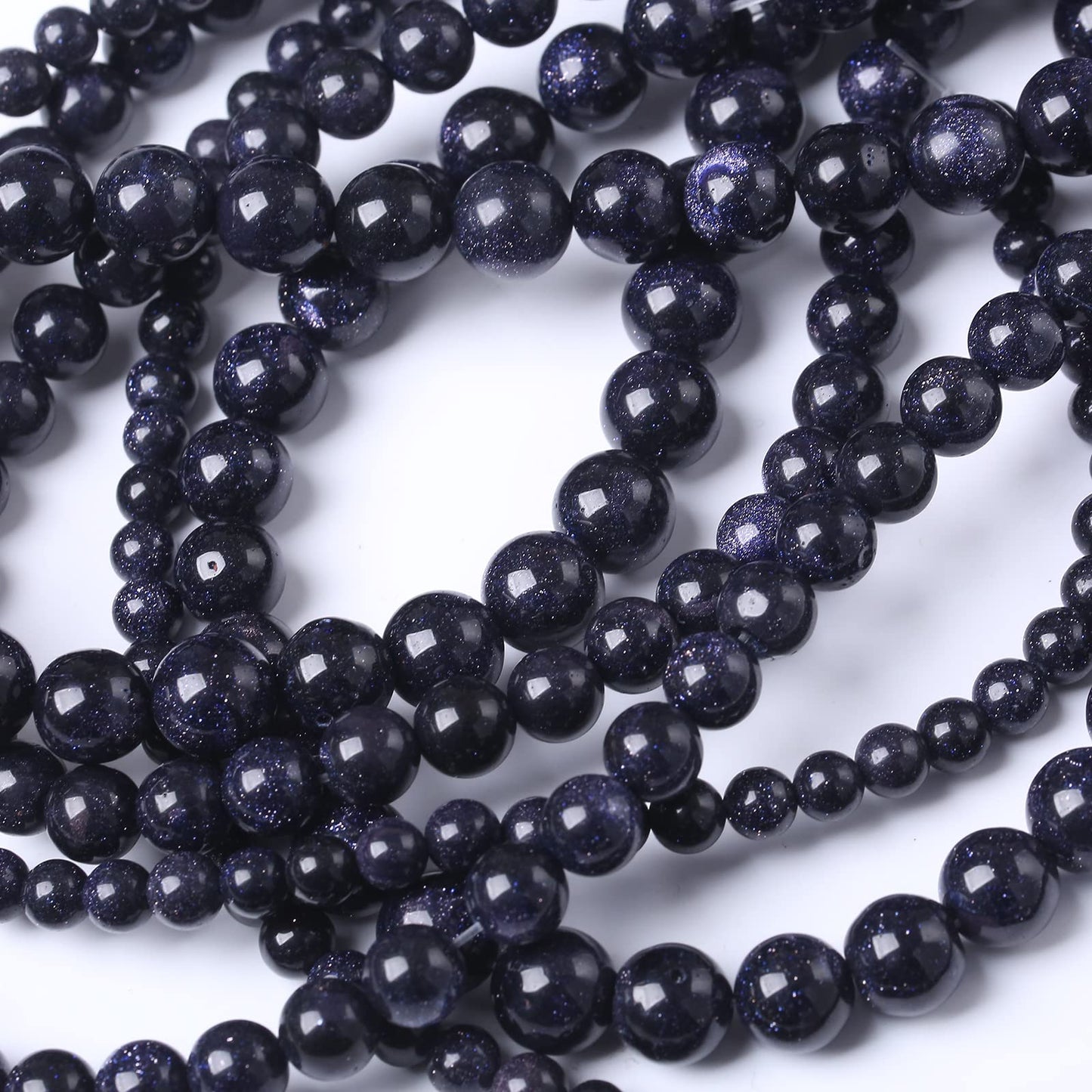 32PCS 12MM Natural Blue Sand Stone Beads Energy Healing Beads for DIY Jewelry Bracelet Necklace Making for Jewelry Making15Inch
