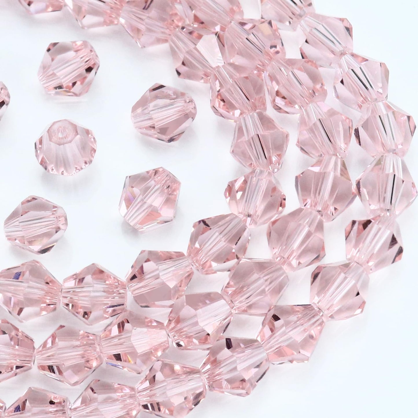 Dowarm 1000PCS 4mm Pink Bicone Beads for Craft Jewelry Making, DIY Bracelet, Necklace, Dolls, Wine Charms, Wind Chimes, Suncatchers, Bulk Small Faceted Crystal Beads
