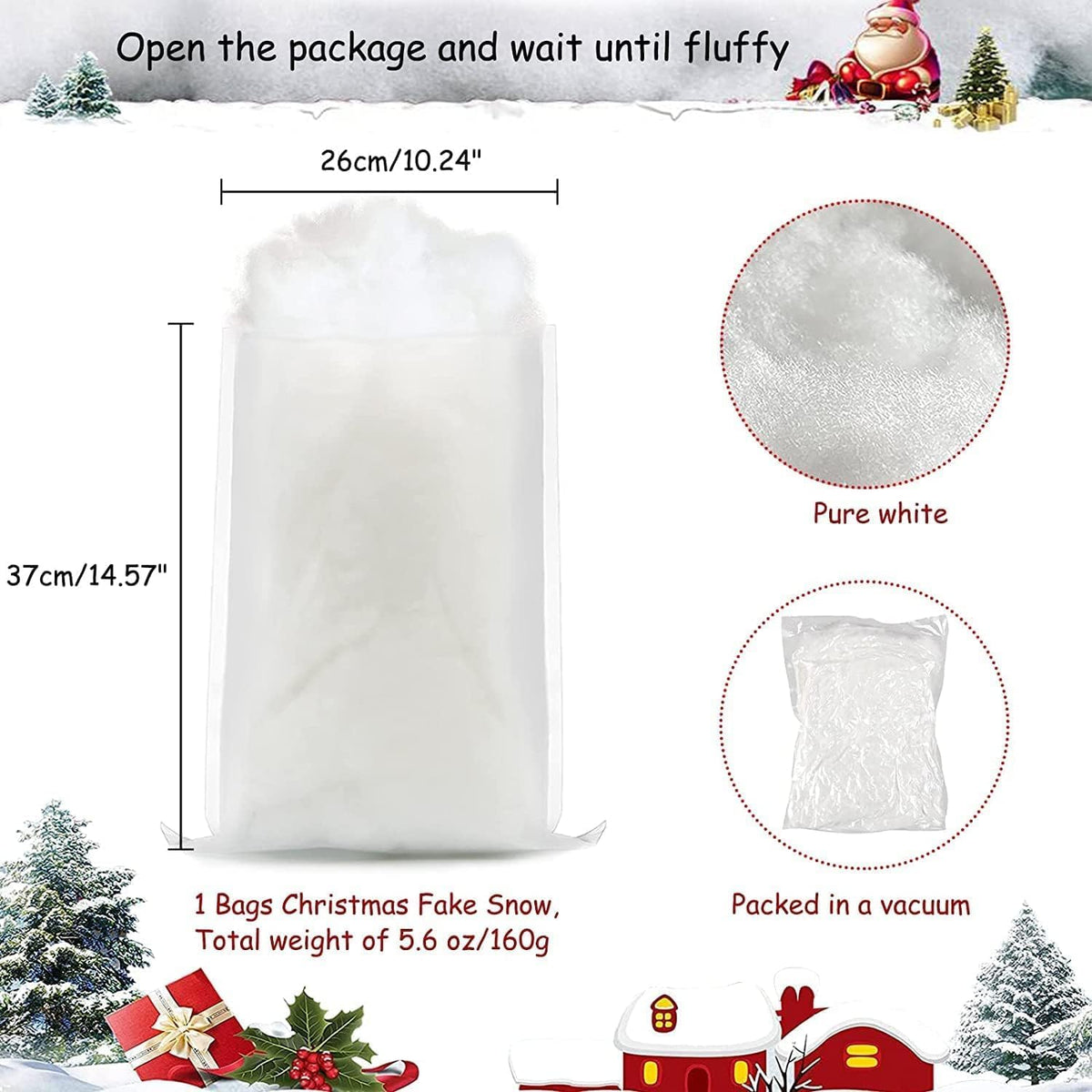 Skiennix Christmas Fake Snow Decor - Fluffy Fiber Artificial Snow for Indoor Winter Decorations