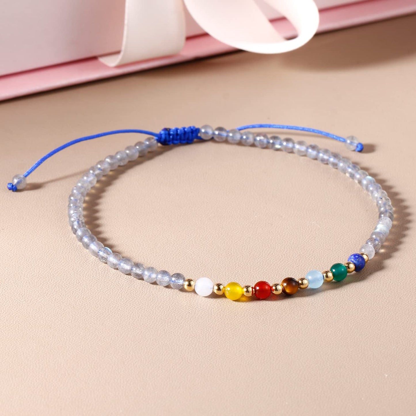 Jewever 7 Chakra Ankle Bracelets for Women Beach Foot Healing Crystals Lava Rock Essential Oils Diffuser Worry Stone Energy Balancing Meditation Yoga Gifts (Moonstone)