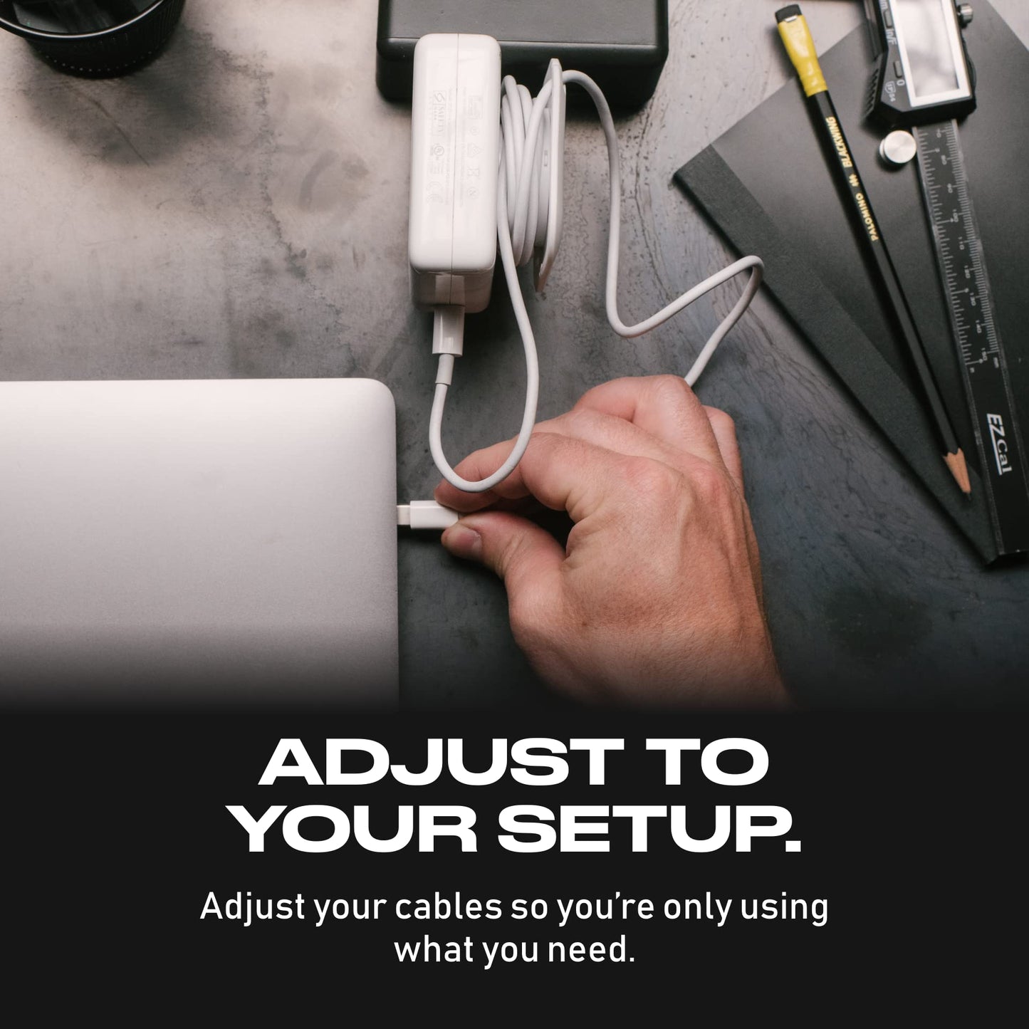Fuse Reel The Side Kick Collapsible Charger Organizer and Travel Accessory,Usb-c, Compatible with MacBook and PC Charging Cords and Adapter Cable Management White