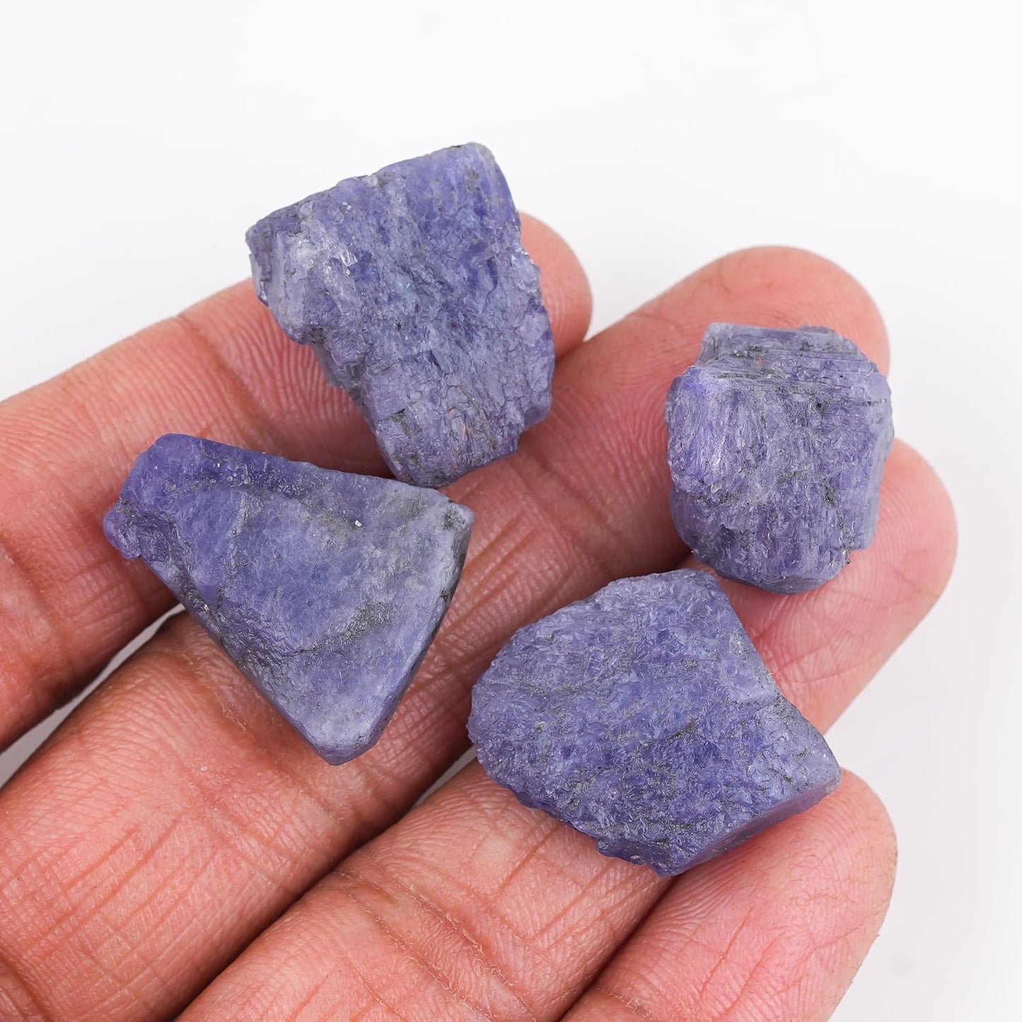 CRYSTALINES 5pcs Wholesale Natural Raw Blue Tanzanite Gemstone, Assorted Rough Stones, Big Rocks, DIY Crafts-Jewelry Making, Bulk Loose Supplies, December Birthstone, Gem Collection