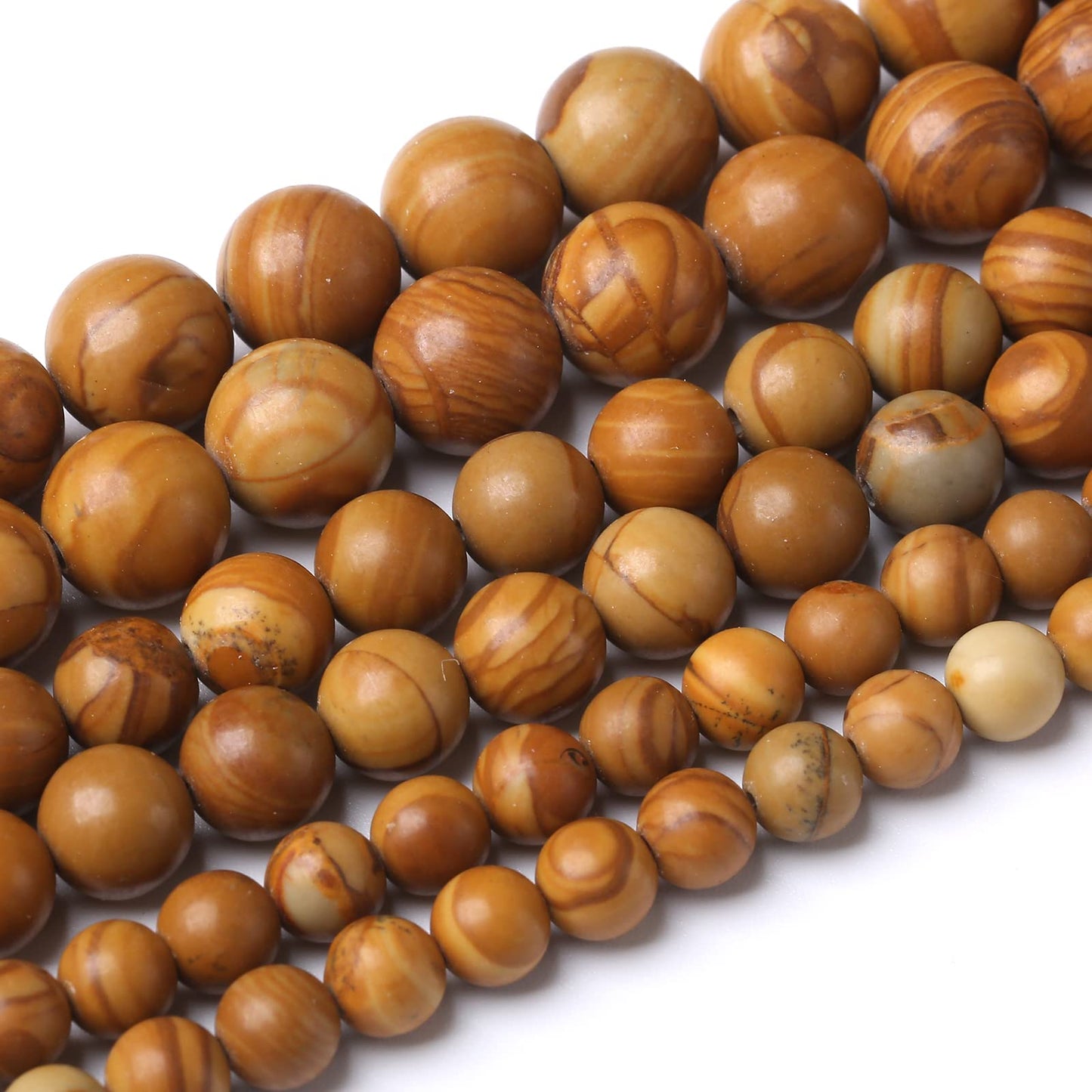 45PCS 8MM Natural Woodgrain Jasper Stone Beads Round Shape Suitable for Jewelry DIY Bracelet 15 Inches
