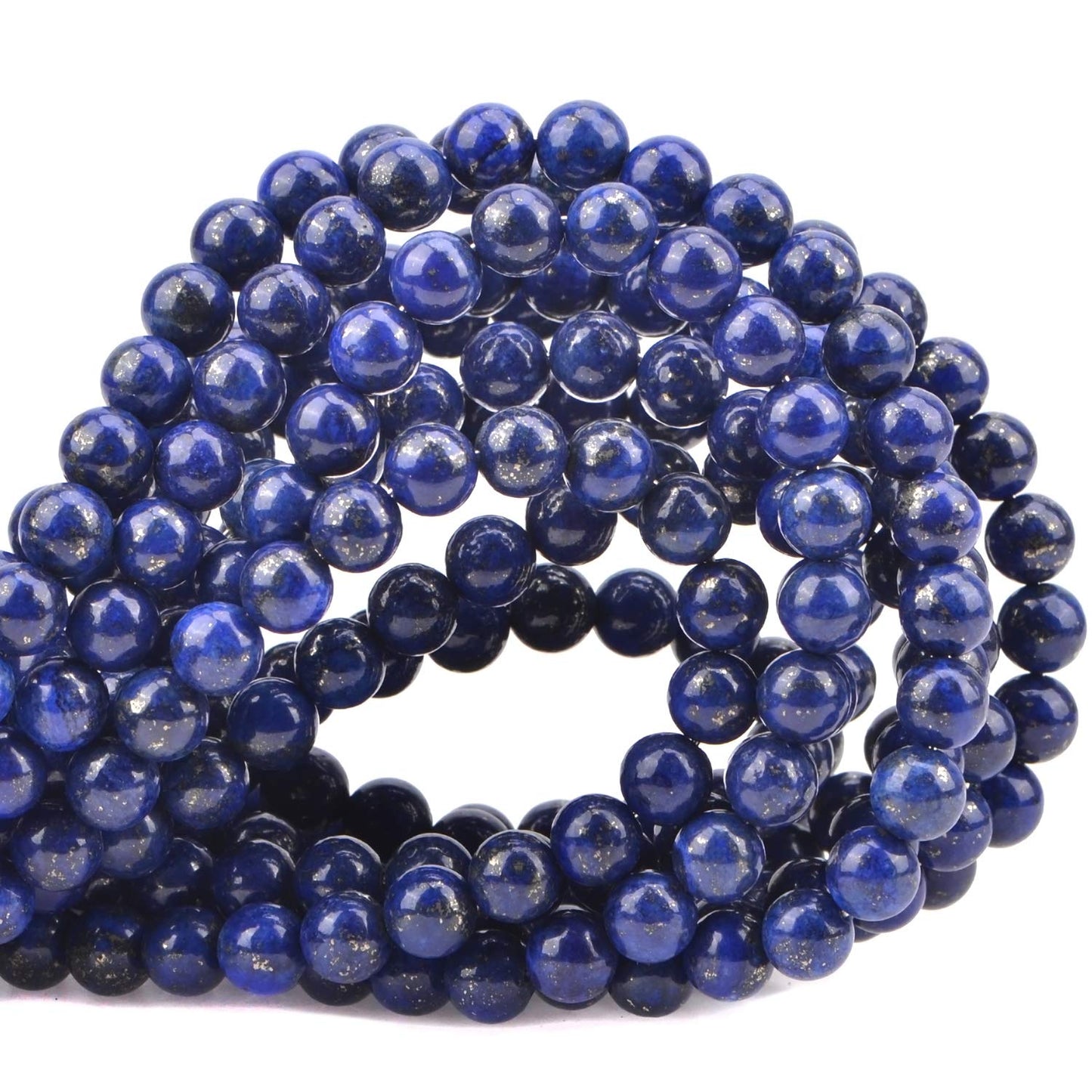 100Pcs Natural Crystal Beads Stone Gemstone Round Loose Energy Healing Beads with Free Crystal Stretch Cord for Jewelry Making (Lapis, 8MM)