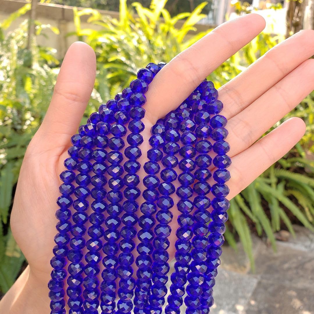 350pcs Czech Faceted Rondelle Crystal Glass Loose Beads 8mm Spacer Bulk Cobalt Blue for DIY Craft Jewelry Making CCR825