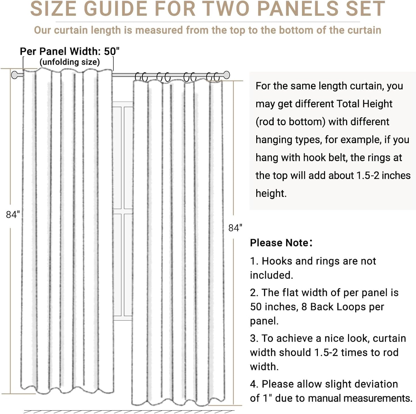 Skiennix 100% Blackout Linen Curtains - Thermal Insulated Drapes for Bedroom | 50" W x 120" L, Blush Pink - 2 Panels Set