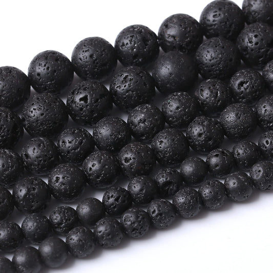 32PCS 12MM Natural Lava Stone Beads Energy Healing Beads for DIY Jewelry Bracelet Necklace Making for Jewelry Making15Inch