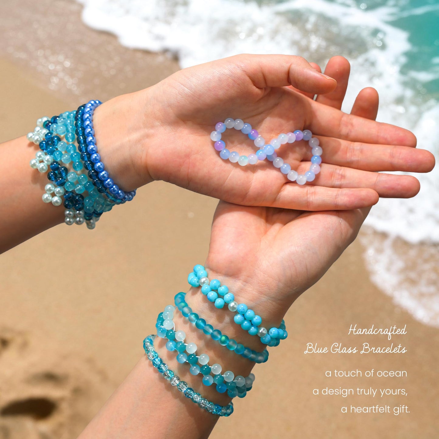 1200PCS 6mm Blue Glass Beads for Bracelets, 24 Colors Crystal Beads Bracelets Making Kit and Jewelry Making, Round Blue Ocean Sea Beads for Friendship Bracelets Earring Necklace DIY Crafts