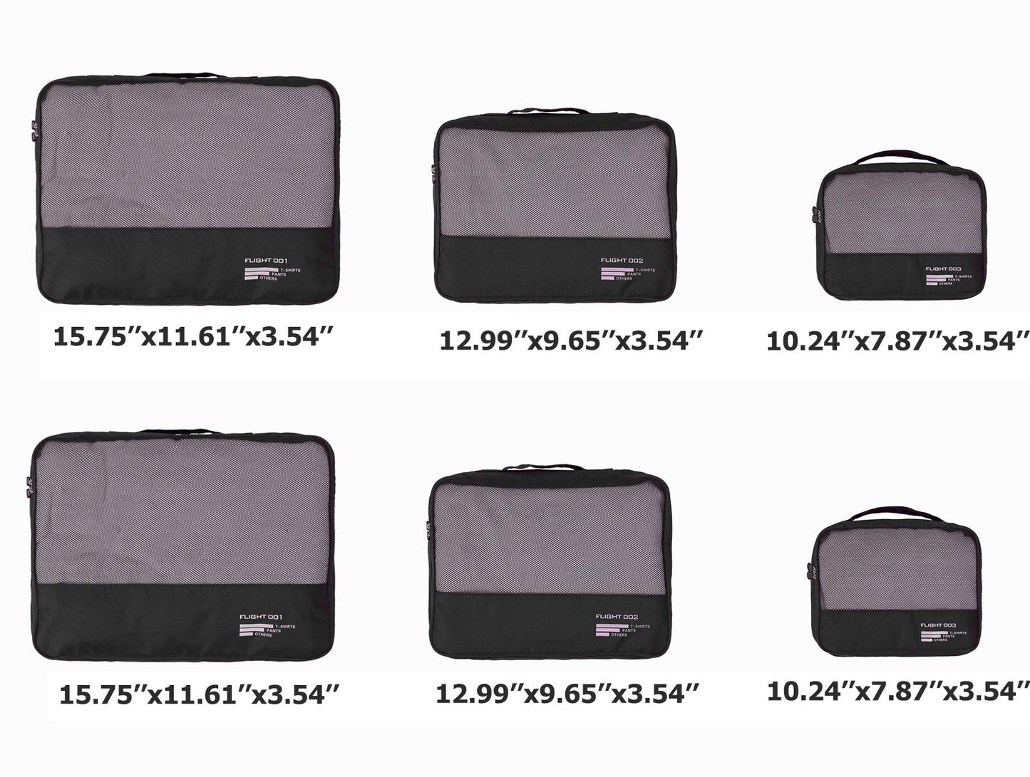 Packing Cubes Set Travel Luggage Organizers Suitcase Lightweight Accessories Black