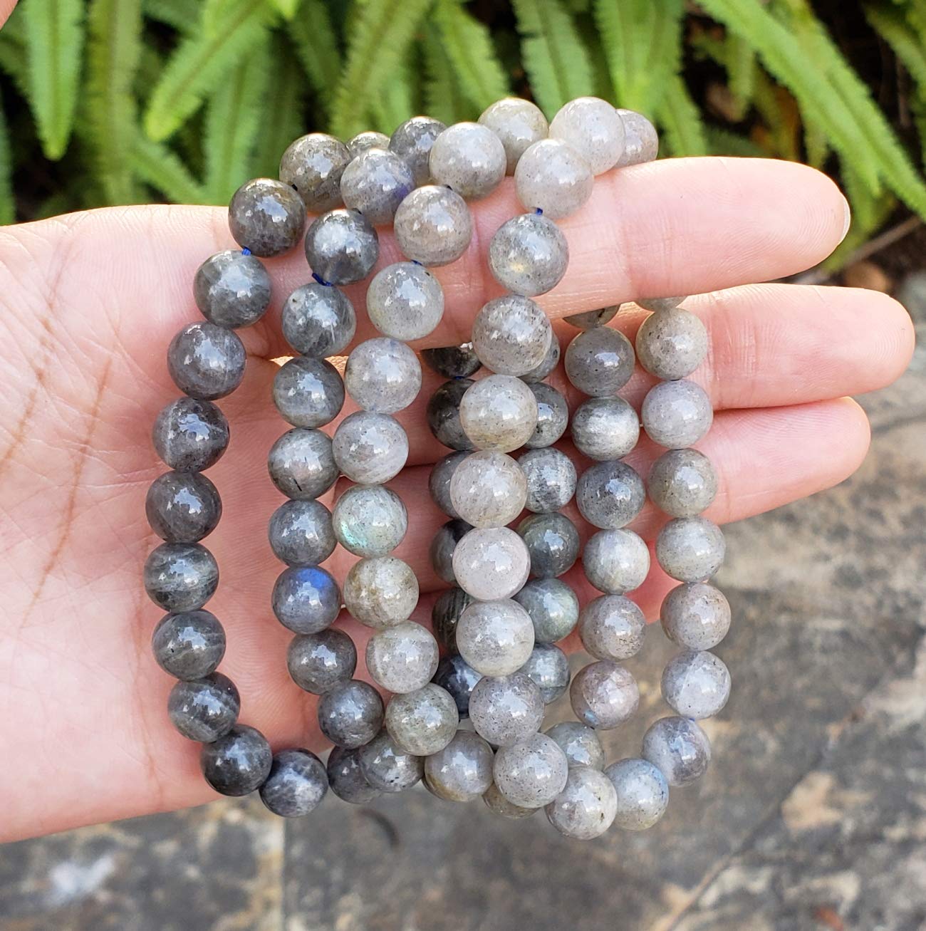 Adabele Real Natural Grade A Labradorite Gemstone Beaded Bracelet 8 inch Stretch Chakra Healing Crystal Stone Jewelry Women Mom Gift (Unisex) GB8-C10