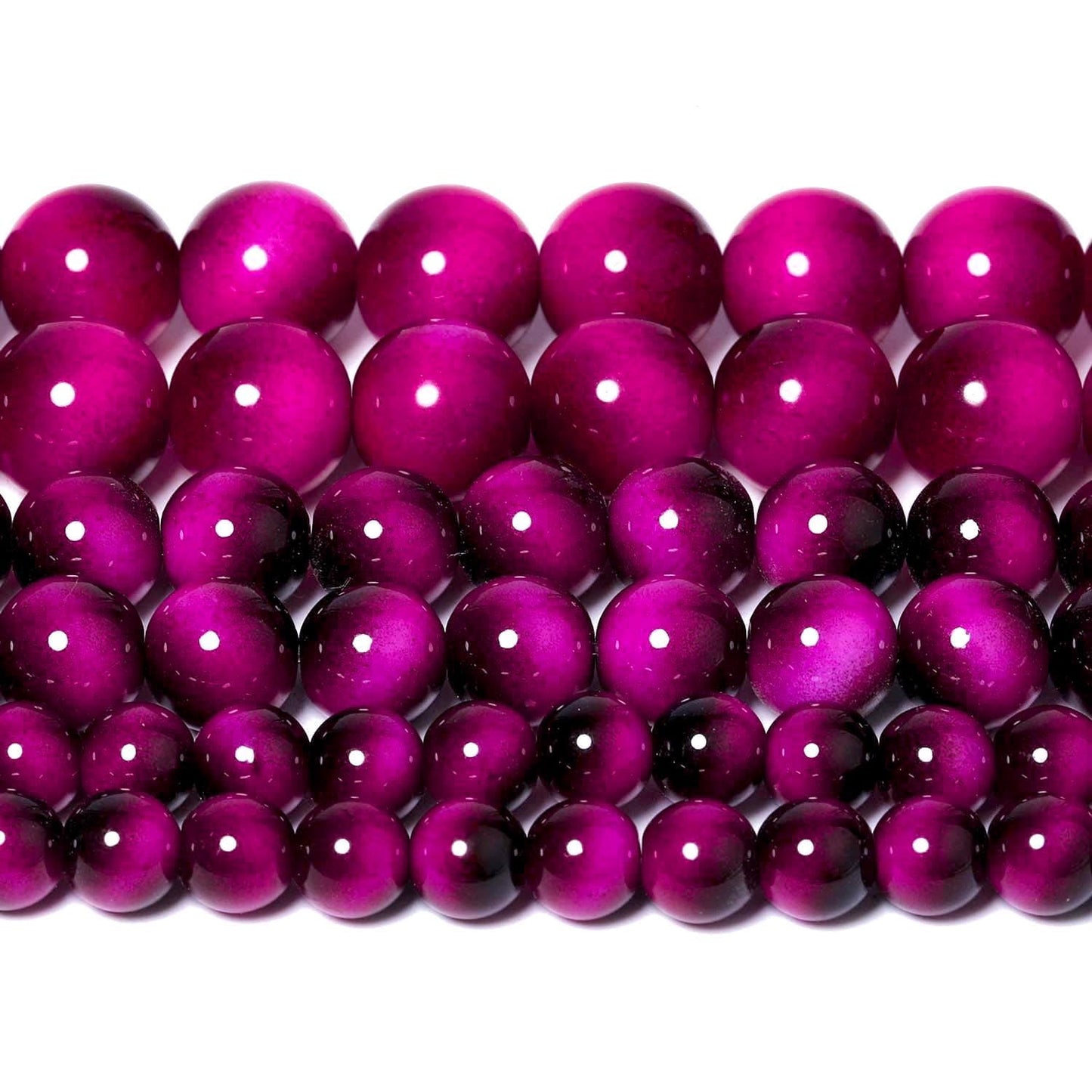 Song Xi 38PCS 10mm Rose Pink Tiger Eye Gemstone Beads for Jewelry Making, Round Smooth Glass Beads for DIY Bracelet Necklace Earring Keychain, Arts and Crafts, for Christmas Wedding Birthday
