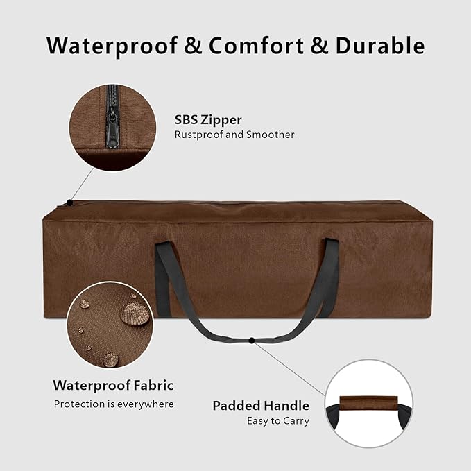 TOPDesign 46 Inch Extra Large Zippered Duffel Bag for Travel Camping Sports Equipment Storage, Waterproof Foldable Luggage Bag with Padded Handles