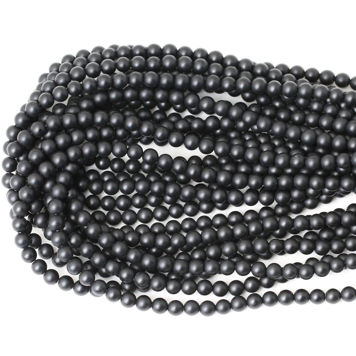 CHEAVIAN 60PCS 6mm Natural Matte Black Onyx Round Loose Beads DIY Bracelet Necklace Materials 1 Strand 15"