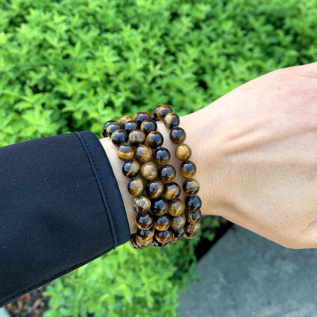 Adabele Real Natural Golden Yellow Tiger's Eye Bracelet 8.5 inch Stretch Gemstone Beaded Bracelet Chakra Healing Crystal Stone Jewelry Energy Quartz Rock GB8-D26