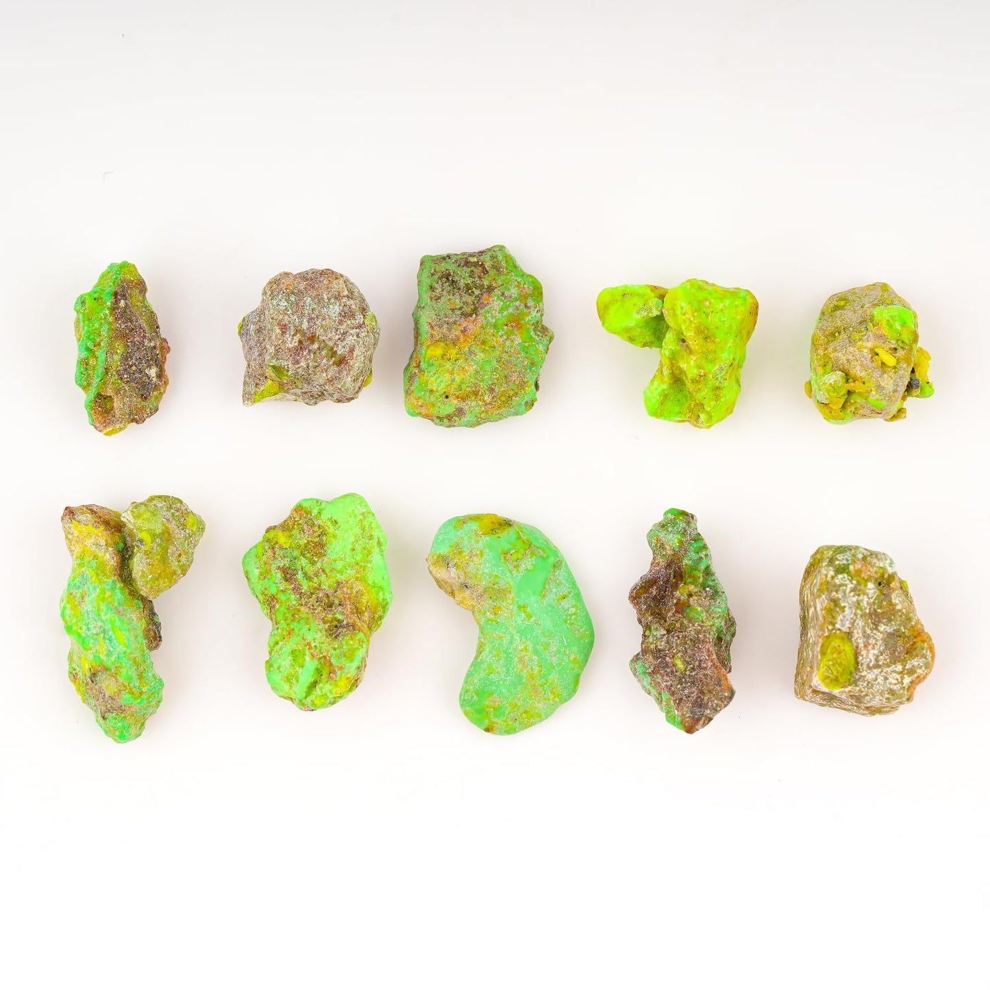 ColouredRocks 50 carats Green Turquoise Crystals, Raw Stones, Rough Gemstones, Jewelry Making Supply, Cabbing, Polishing, Cutting, DIY, Crafts (10-12pcs) (8-12mm)