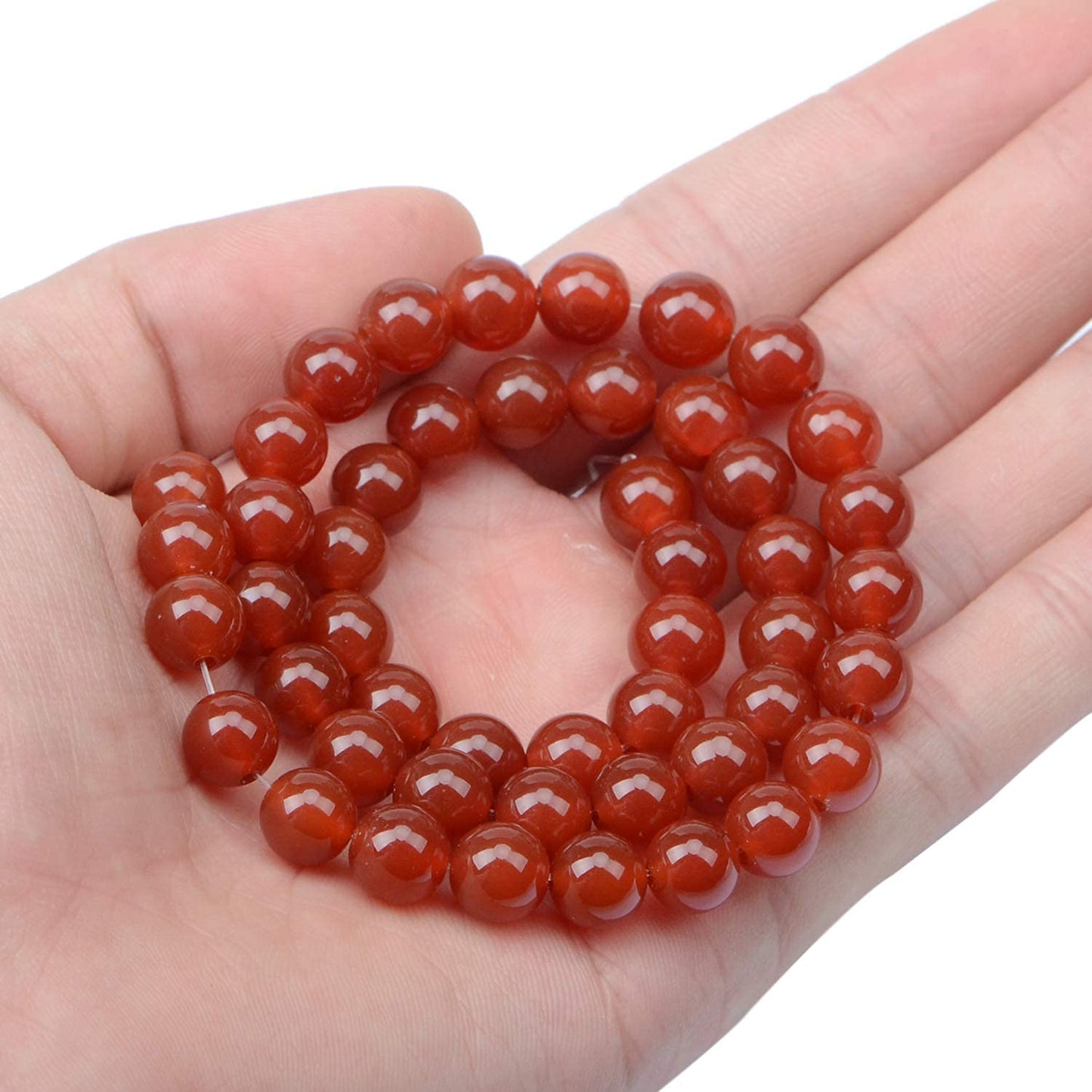 AD Beads Natural Gemstone Round Loose Beads 15" for Bracelet Necklace Earrings Jwelery Making Crafts DIY (8mm, Red Agate)