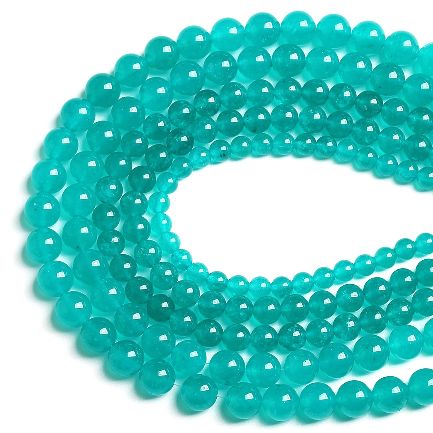 10MM 36PCS Natural Blue Amazonite Chalcedony Stone Crystal Loose Beads for Jewelry Making DIY Bracelet Necklace