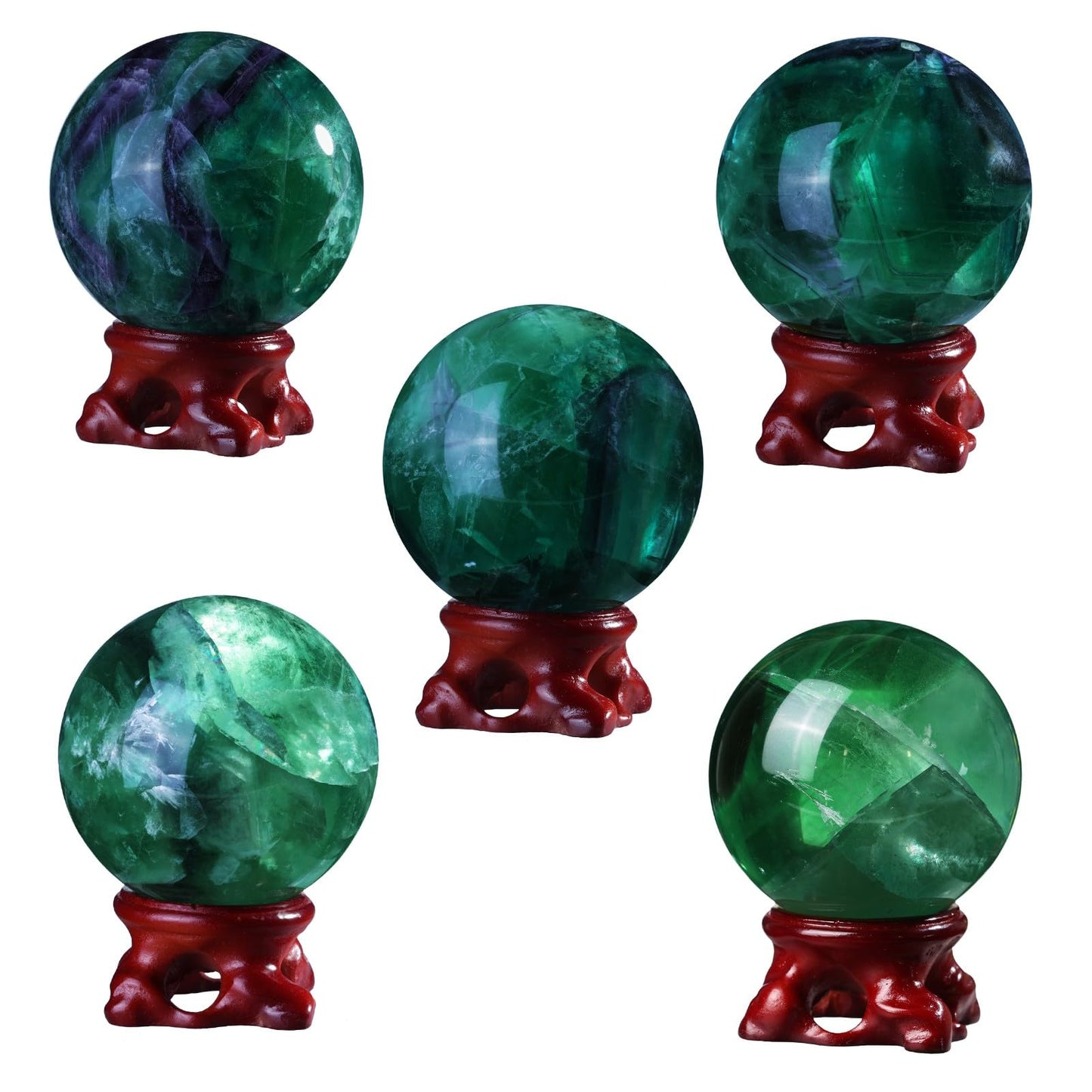 TUMBEELLUWA Fluorite Crystal Ball with Stand for Fortune Teller Witchcraft Divination, Decorative Gemstone Sphere for Home Decor, 51-60 mm