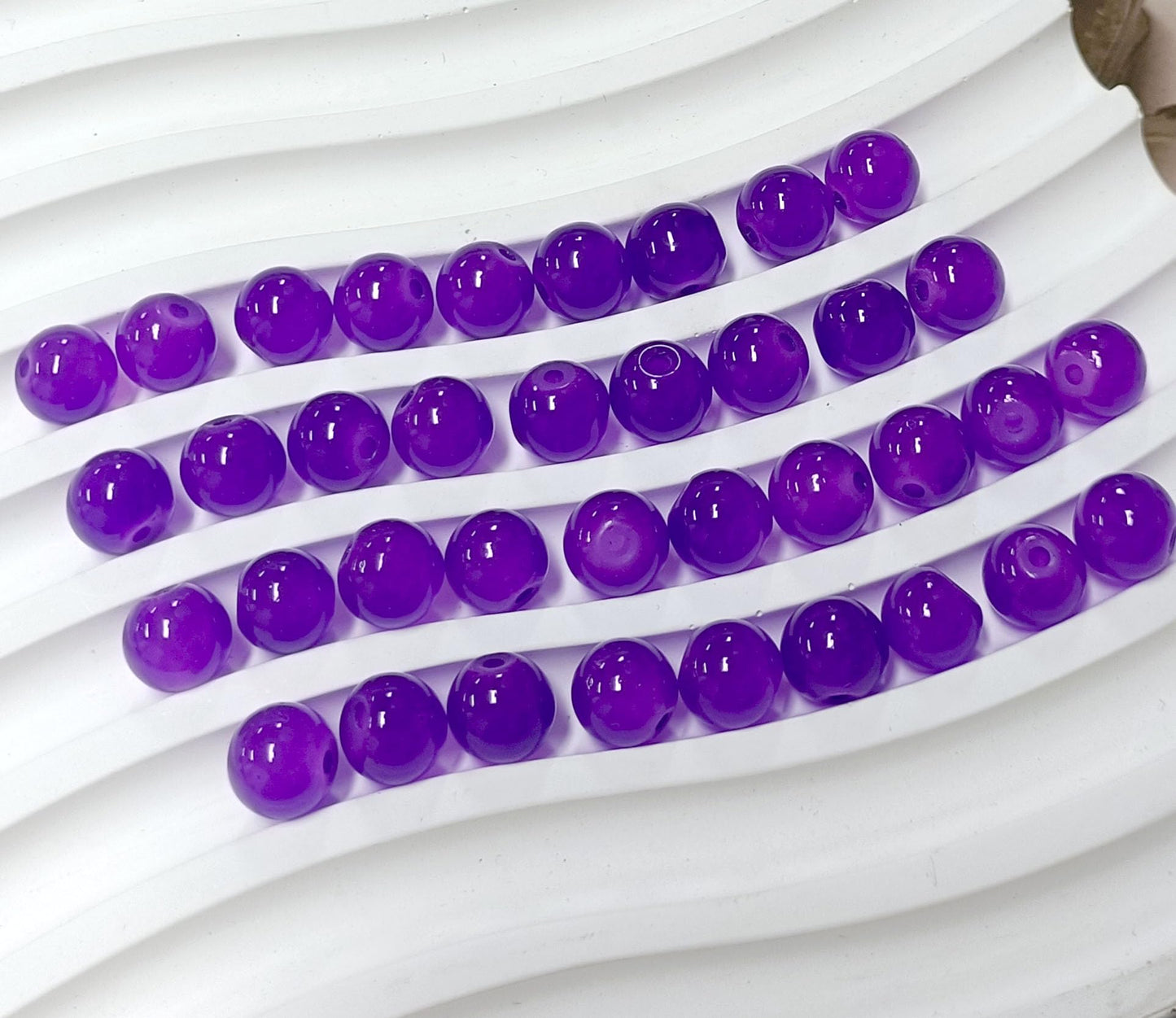 200PCS Glass Beads 8mm Glass Beads for Bracelets Necklaces Jewelry Making DIY Crafts (Dark Purple)