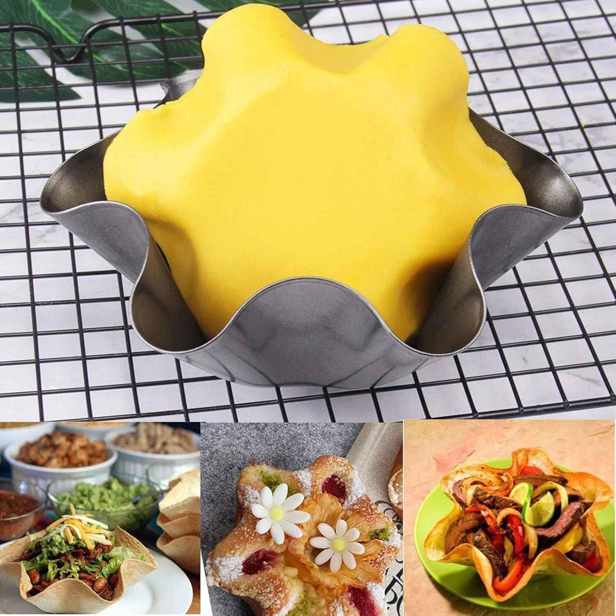 Skiennix Non-Stick Baking Bowls - Carbon Steel Tortilla Bowl Maker for Kitchen | Black Salad Bowl Pans