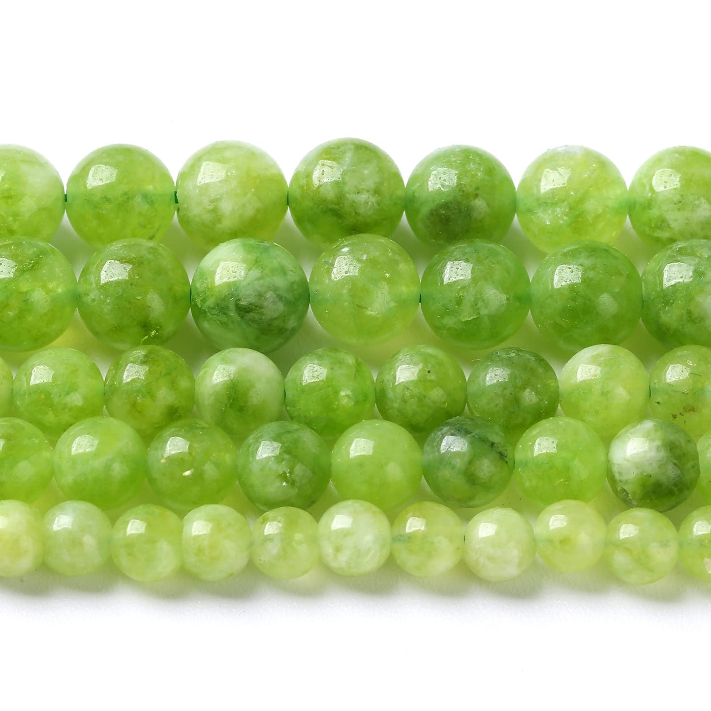 10MM 36PCS Natural Green Peridot Jade Quartz Beads for Jewelry Making DIY Bracelet Crystal 1 Strand