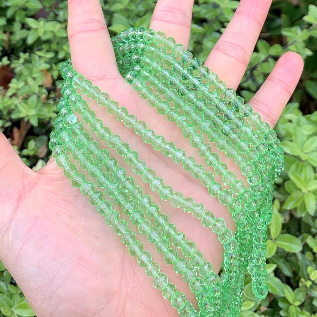 1000pcs Czech Faceted Rondelle Crystal Glass Loose Beads 6mm Spacer Bulk Peridot Green for DIY Craft Jewelry Making CCR616