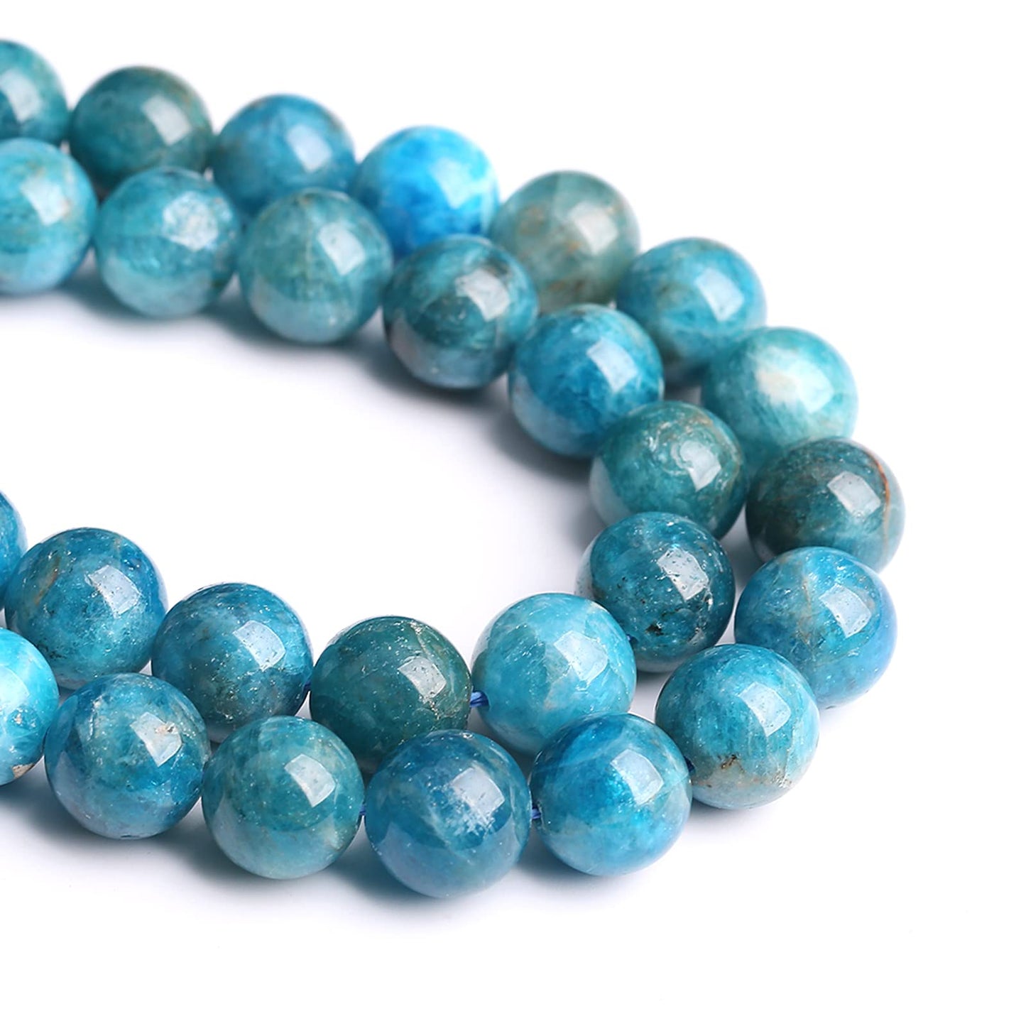 10MM 38PCS Natural Stone Blue Apatite A Grade Loose Beads for Jewelry Making DIY Bracelet