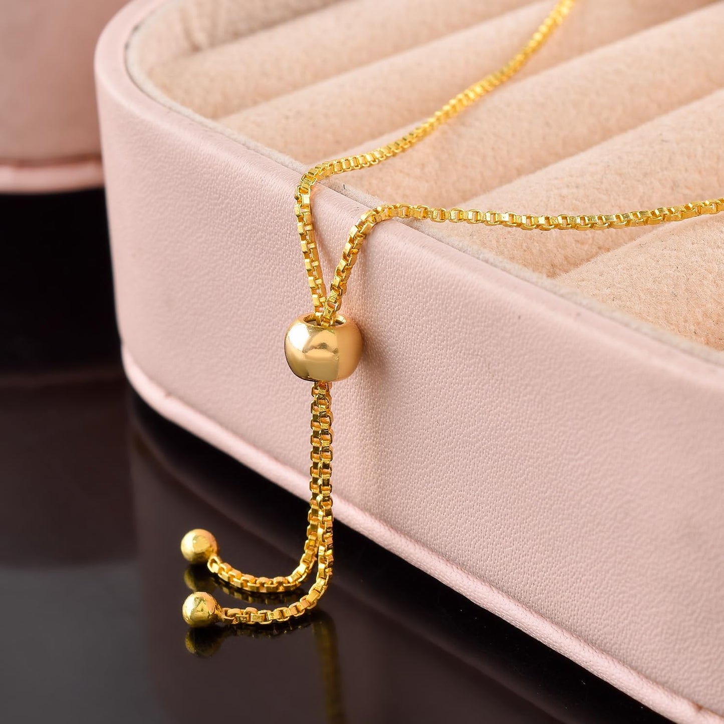 InfinityGemsArt Pink Opal Bracelets For Women, October Birthstone Jewelry, Dainty Pink Beaded Stone Bolo Slider Crystals Gemstones Bracelet, 14K Gold Plated Adjustable Chain, Valentines Day Gifts For Her