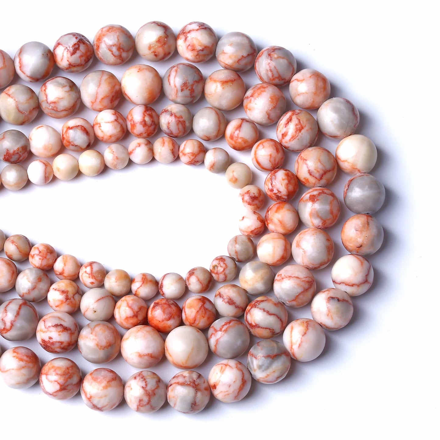 8MM 45PCS Natural Stone Red Network Jasper Loose Beads for Jewelry Making DIY Bracelet