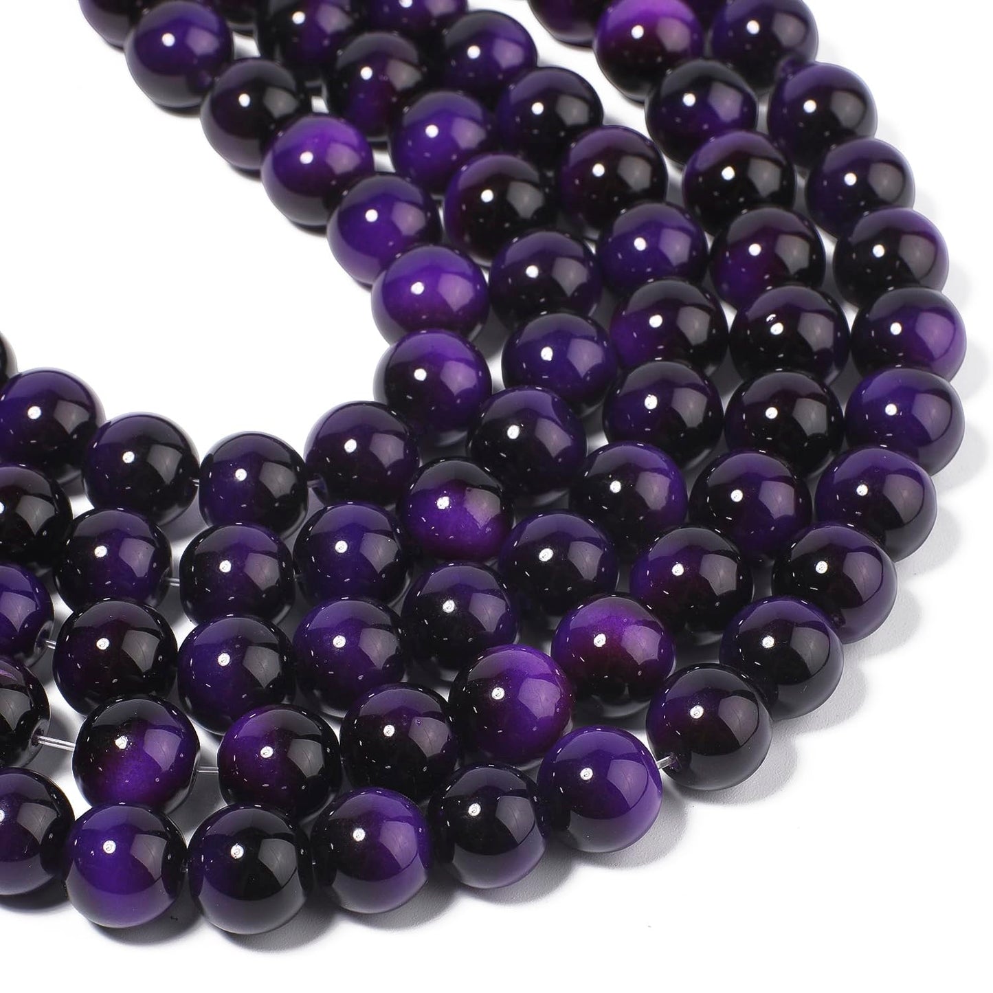 Song Xi 28PCS 12mm Purple Tiger Eye Gemstone Beads for Jewelry Making, Round Smooth Glass Beads for DIY Bracelet Necklace Earring Keychain, Arts and Crafts, for Christmas Wedding Birthday