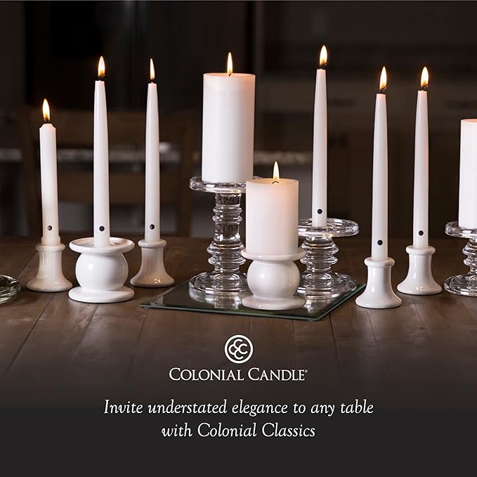 Colonial Candle Unscented Taper Candle, Classic Collection, Indigo, 8 In, Pack of 12 - Up to 6 Hours Burn