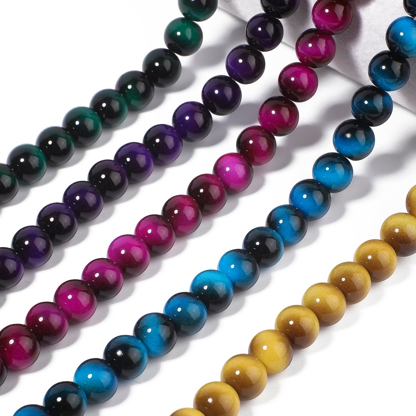 Song Xi 28PCS 12mm Green Tiger Eye Gemstone Beads for Jewelry Making, Round Smooth Glass Beads for DIY Bracelet Necklace Earring Keychain, Arts and Crafts, for St. Patrick's Day Wedding Birthday
