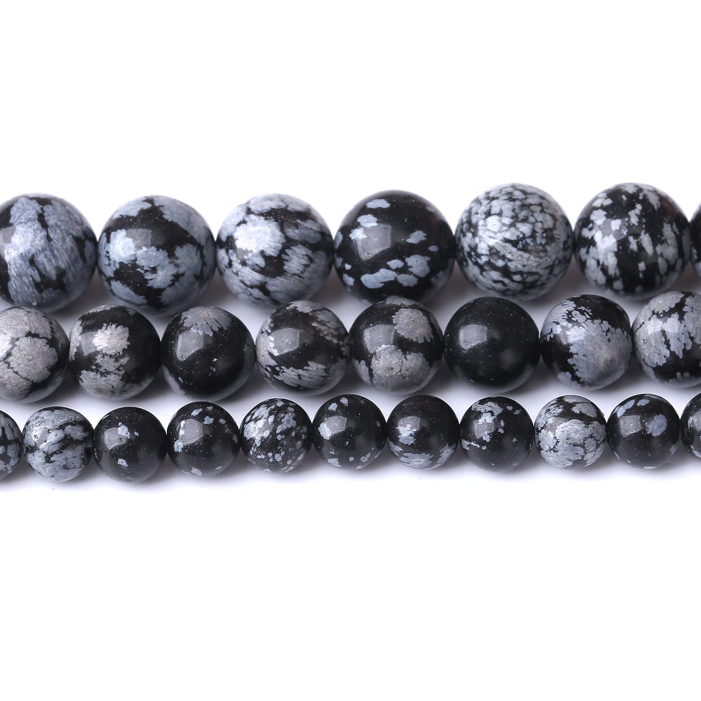 90PCS 4MM Snowflake Obsidian Stone Beads Natural Gemstone Bead Crystal Healing Energy Jewelry Making DIY 19 inches