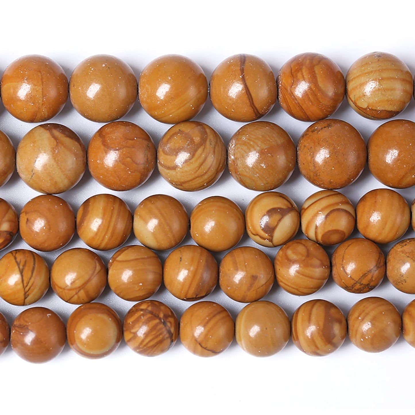 8MM 45PCS Natural Stone Yellow Woodgrain Jasper Loose Beads for Jewelry Making DIY Bracelet