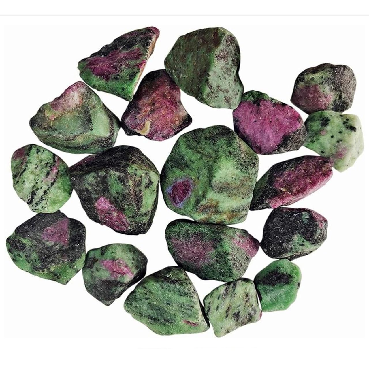 Zenkeeper 1Lb Ruby Zoisite Raw Stones for Tumbling, Polishing, Rough Ruby Zoisite Crystals Bulk Rough Gemstone for Jewelry Making, Healing, Meditation, Reiki