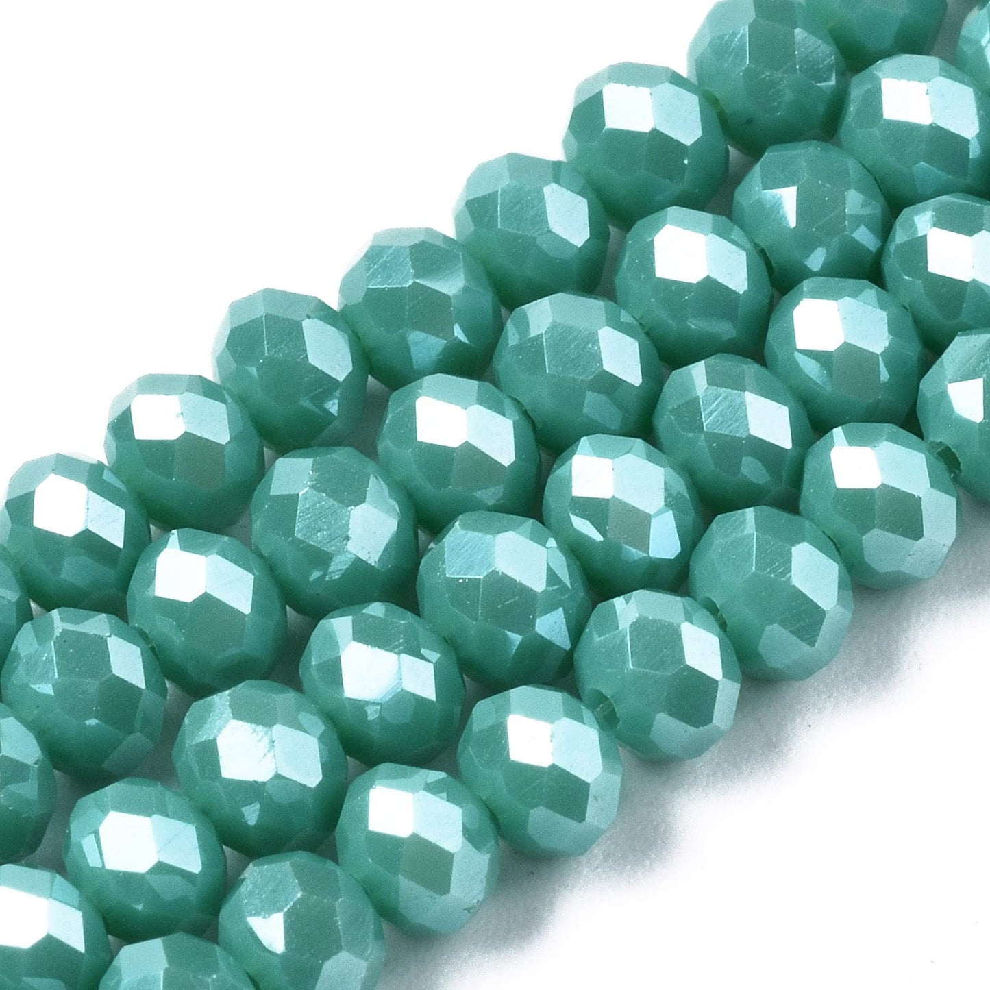 10 Strands Briolette Faceted Rondelle Glass Beads 4x3mm AB Color Opaque Glass Pearl Luster Tiny Spacer Beads 1230pcs for Bracelets Jewelry Making