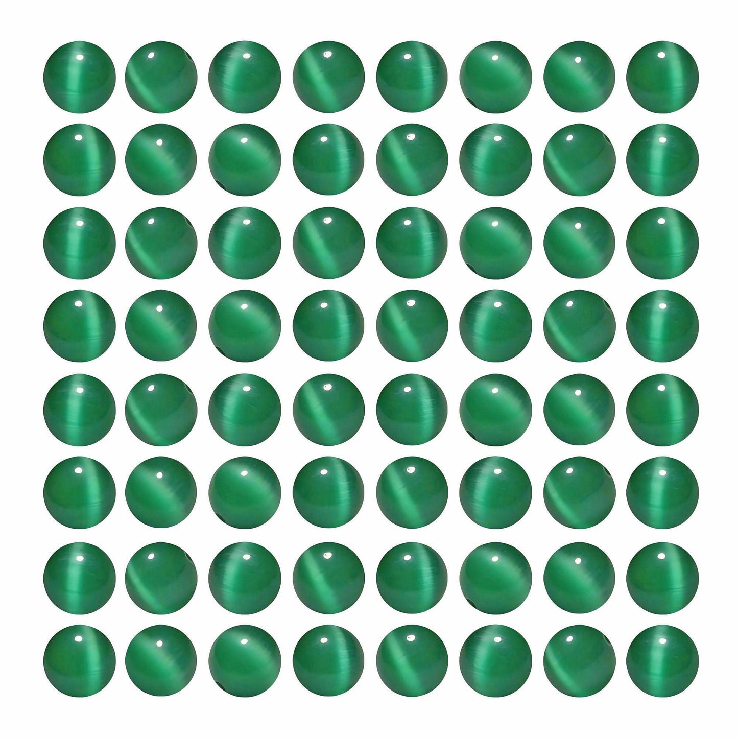 MJDCB 60pcs Peacock Green Cat Eye Stone Beads 6mm Round Crystal Loose Bead for Jewelry Making DIY Bracelets Necklace Accessories