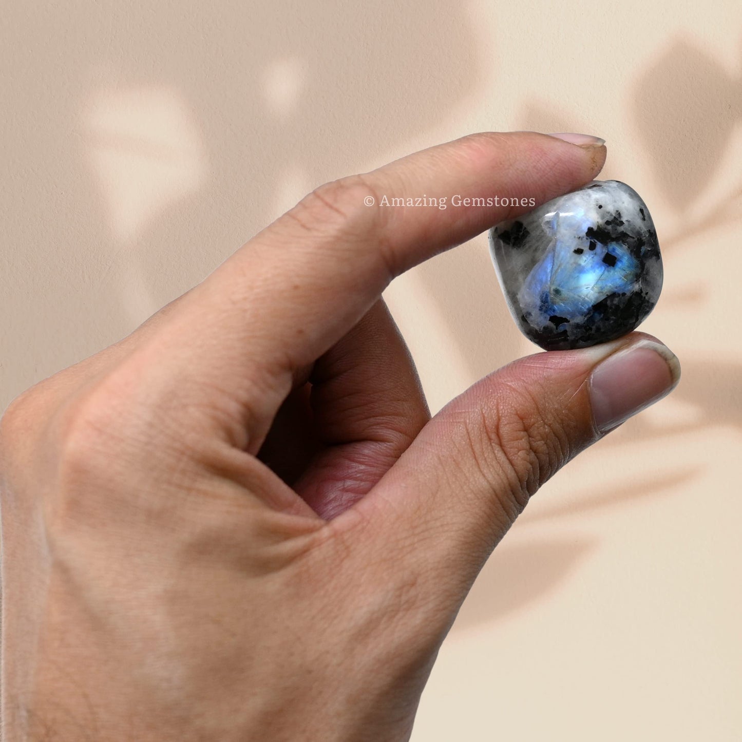Amazing Gemstone Rainbow Moonstone Crystals and Healing Stones Tumbled - 1000+ Carats Rainbow Moonstone Stone, Healing Stones for Energy Balance, Stress Relief - Premium Polished Gems Rocks