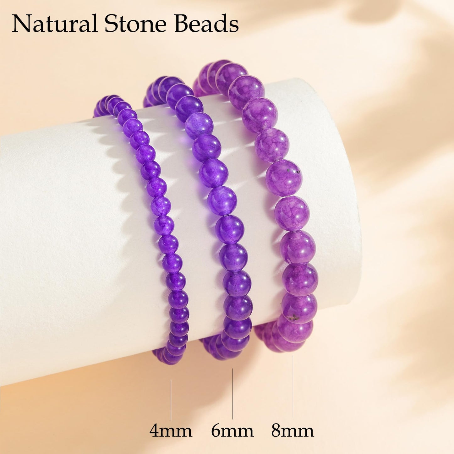 Udolfly Womens Crystal Beaded Bracelets for Women Men Protective Energy Bracelet Natural Gemstone Bead Bracelet 4mm Amethyst