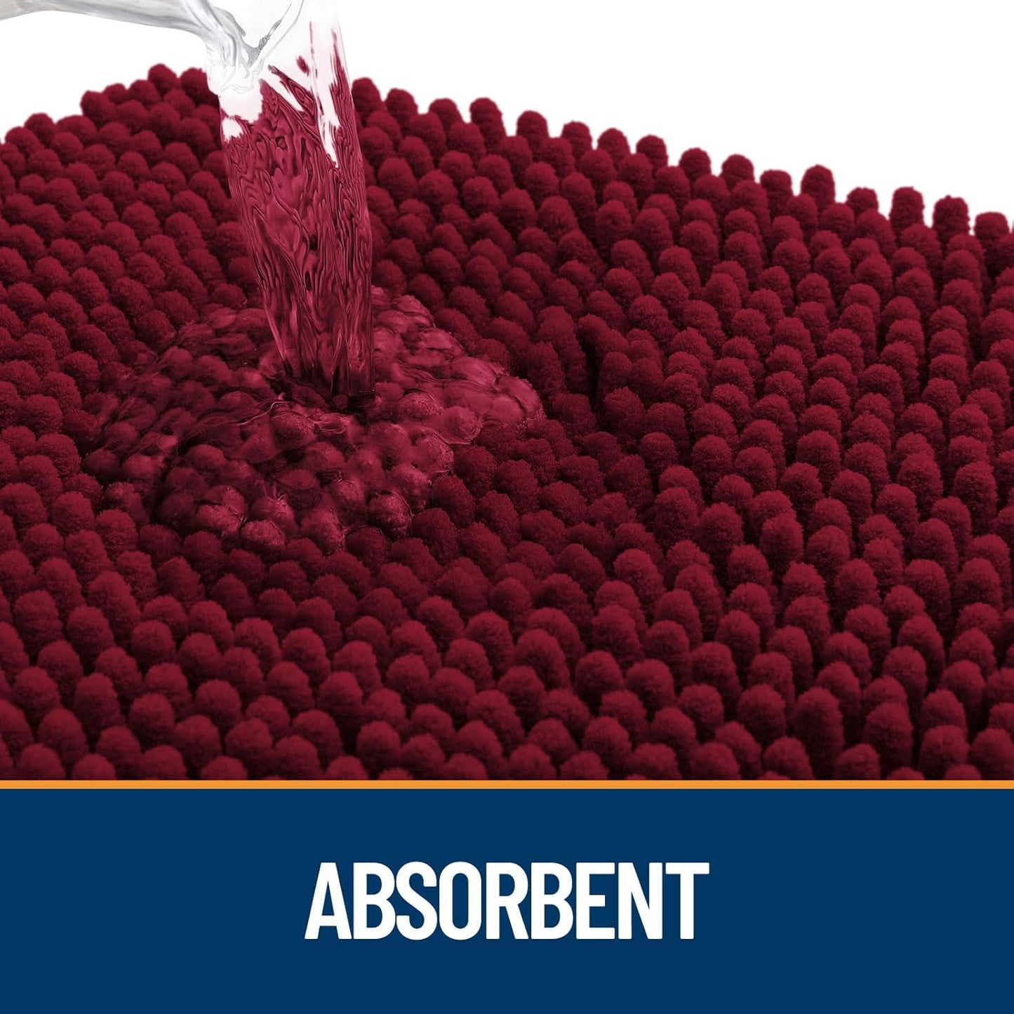OLANLY Dog Door Mat - Absorbent Non-Slip Washable Chenille Mat for Muddy Paws | 54x32, Burgundy