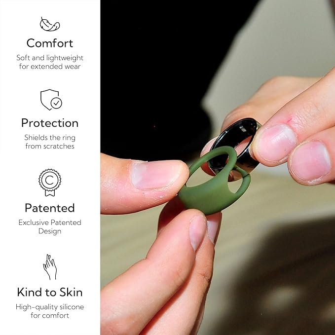 Rinfit Smart Ring Protector - Silicone Ring Enhancer for Active Lifestyle and Gym - StyleFit U.S. Design Patent - Green, Size 13