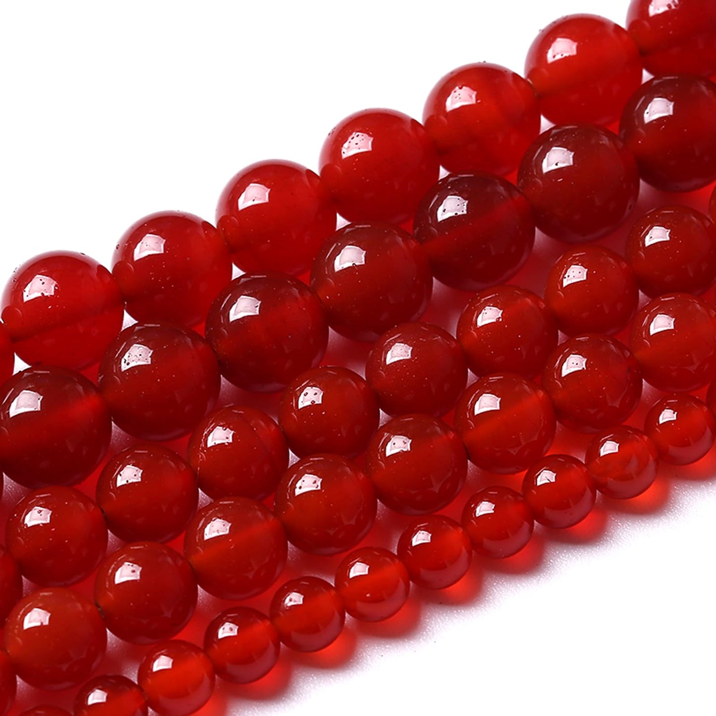 4MM 180pcs Semi-Precious Red Agate Beads Natural Stone Round Loose Beads for Jewelry Making DIY Bracelet Necklace 2 Strands 32"