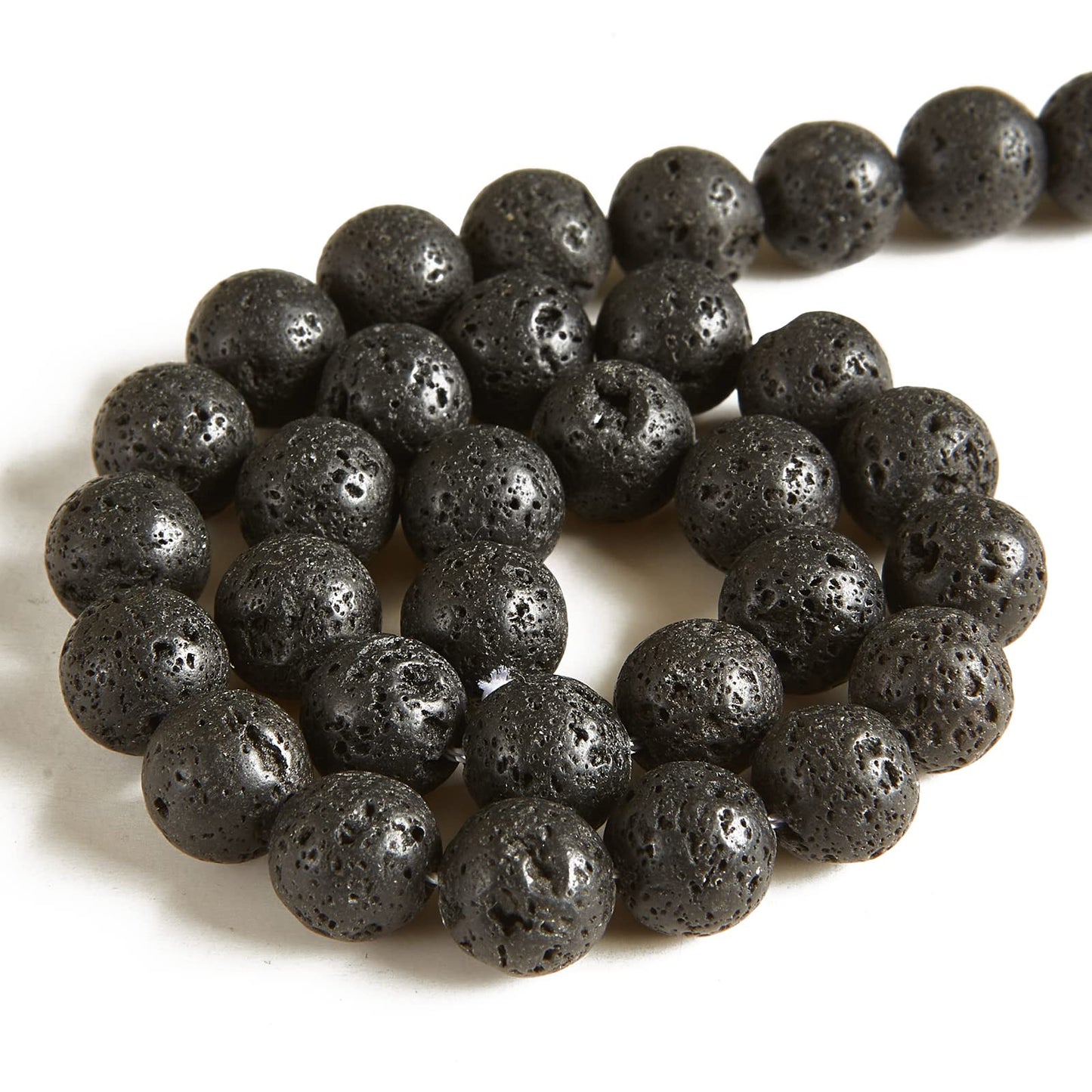 100pcs 10mm Black Lava Beads Natural Gemstone Beads Round Loose Beads for Jewelry Making