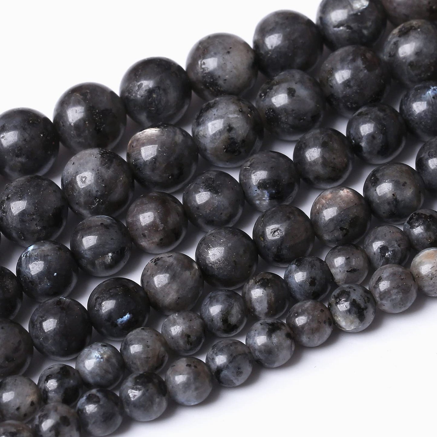 36PCS 10MM Natural Black Labradorite Beads Round Loose Stone Beads for Jewelry Making DIY Energy Stone Healing Power Bracelet 15"
