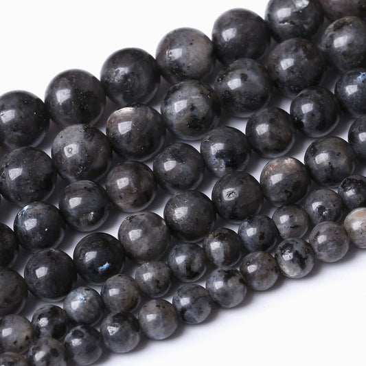 36PCS 10MM Natural Black Labradorite Beads Round Loose Stone Beads for Jewelry Making DIY Energy Stone Healing Power Bracelet 15"