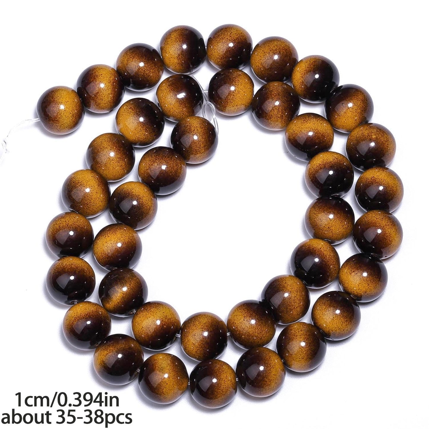 Song Xi 38PCS 10mm Yellow Tiger Eye Gemstone Beads for Jewelry Making, Round Smooth Glass Beads for DIY Bracelet Necklace Earring Keychain, Arts and Crafts, for Christmas Wedding Birthday