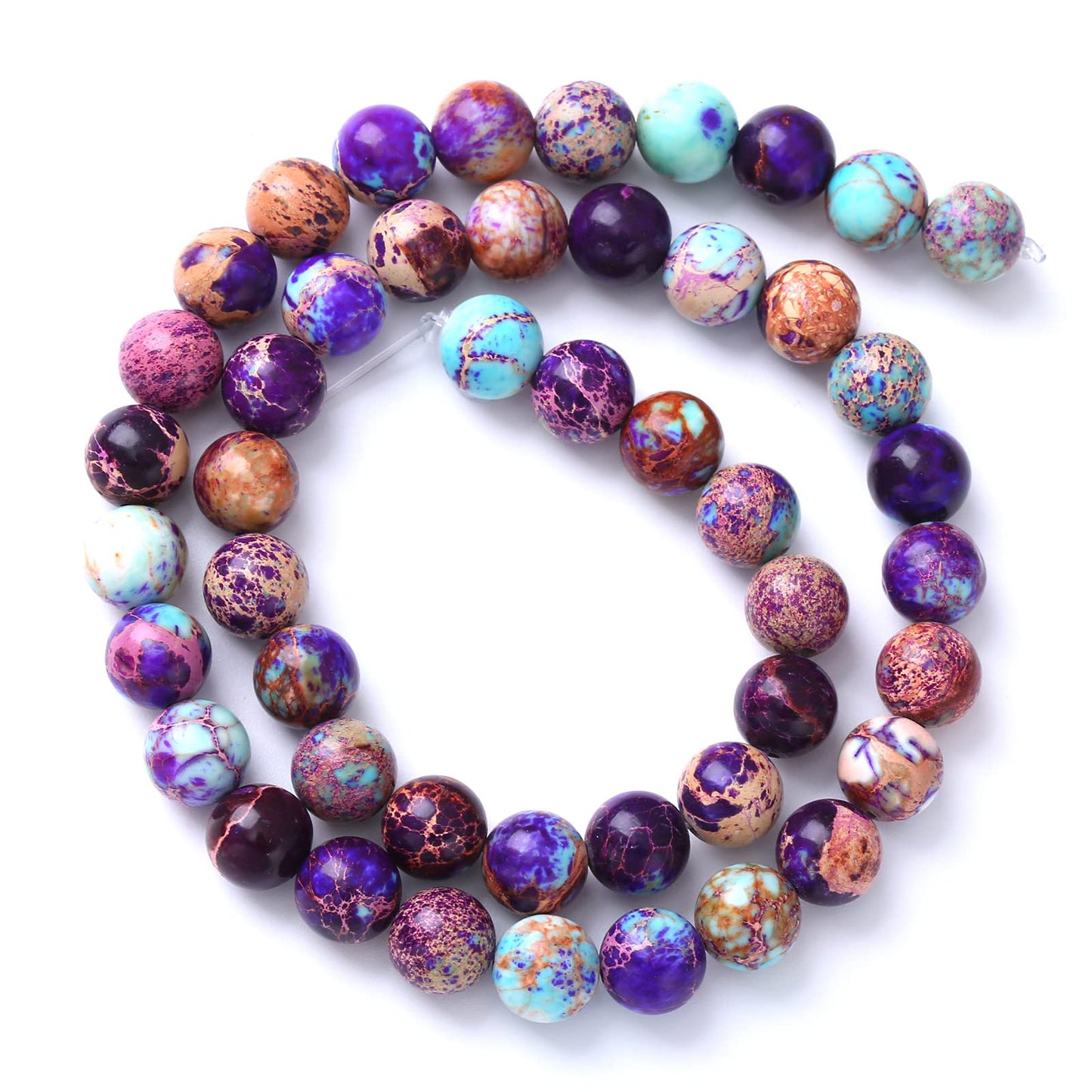 12MM 30PCS Natural Stone Galaxy Purple Sea Sediment Imperial Jasper Loose Beads for Jewelry Making DIY Bracelet Necklace